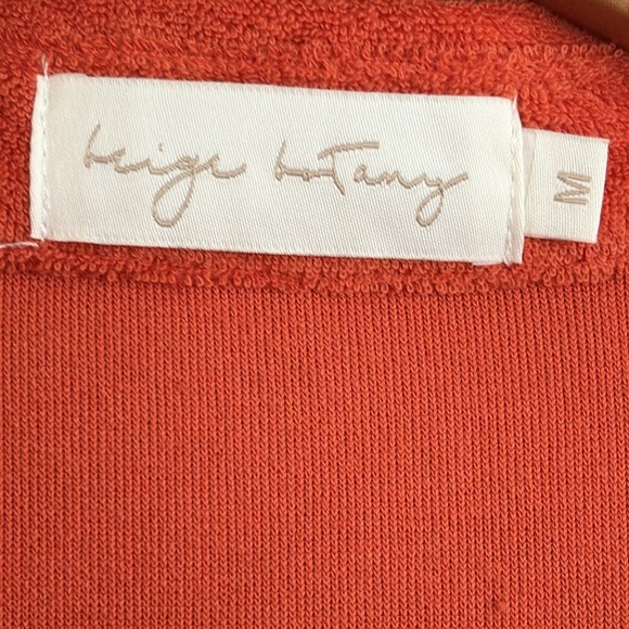 Beige Botany Terrycloth Ruched Mini Dress Orange Long Sleeve Button Down Size M - Picture 9 of 12